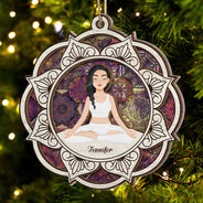 Yoga Mandala - Gift For Yoga Lovers - Personalized Suncatcher Ornament