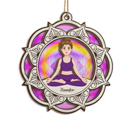 Yoga Mandala - Gift For Yoga Lovers - Personalized Suncatcher Ornament
