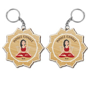 Inhale Exhale - Gift For Yoga Lovers - Personalized Wooden Keychain