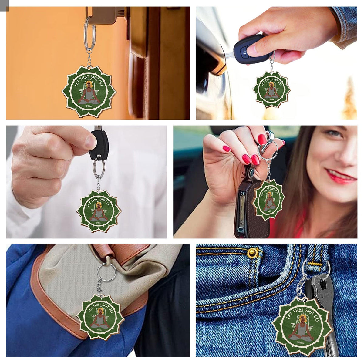 Inhale Exhale - Gift For Yoga Lovers - Personalized Wooden Keychain