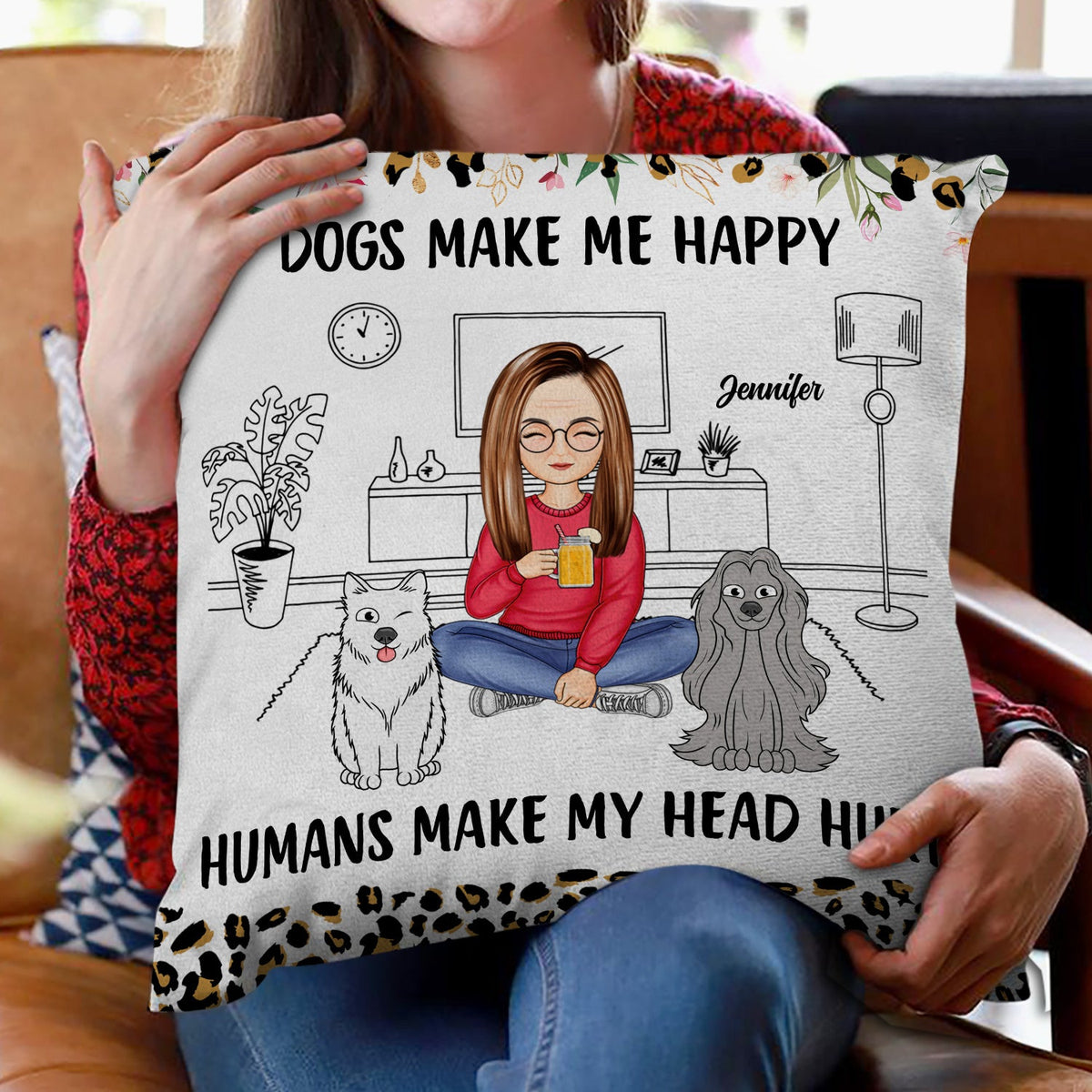 Pet Lovers Dogs Make Me Happy - Gift For Pet Lovers - Personalized Pillow