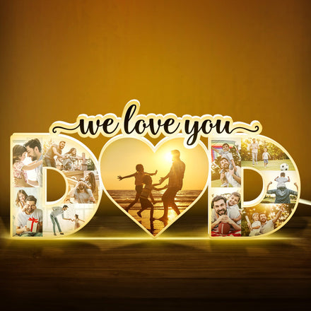 Custom Photo Dad We Love You - Gift For Father - Personalized Custom Shaped Photo Light Box
