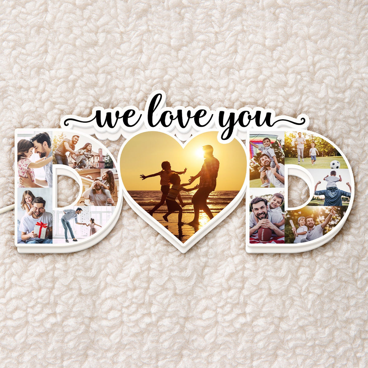 Custom Photo Dad We Love You - Gift For Father - Personalized Custom Shaped Photo Light Box