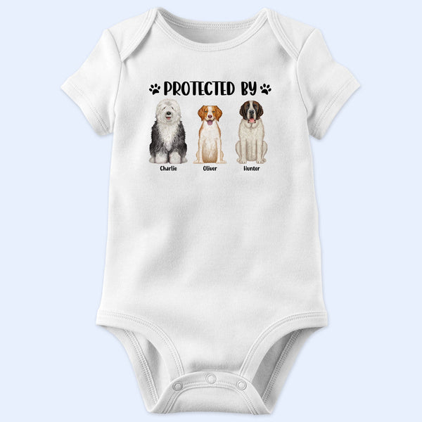 Dog Lovers Protected By - Gift For Baby, Baby Shower, New Baby - Personalized Baby Onesie