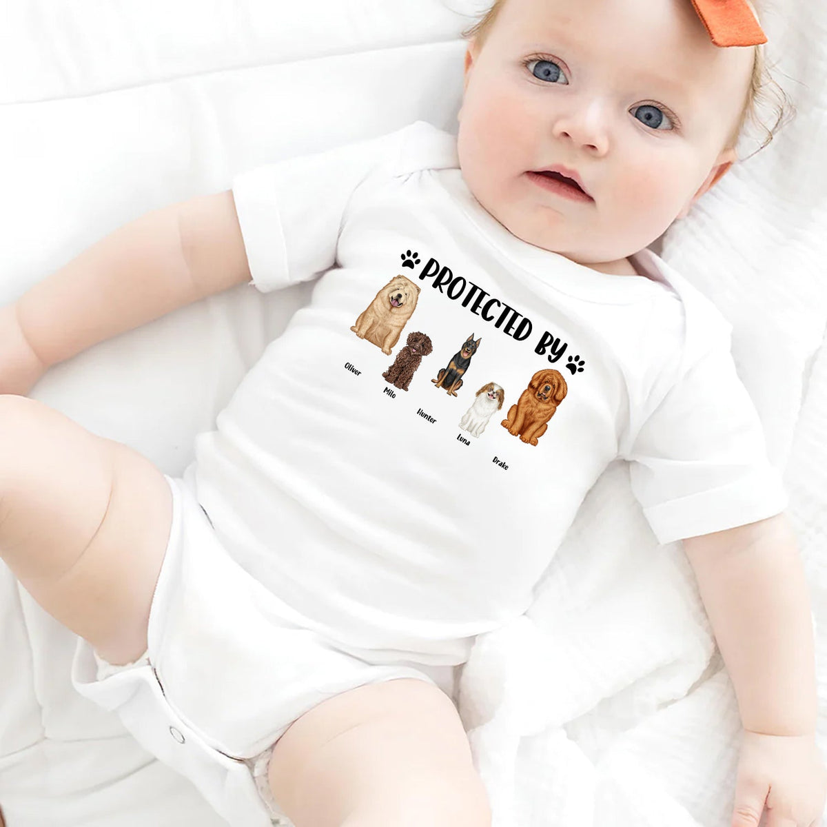 Dog Lovers Protected By - Gift For Baby, Baby Shower, New Baby - Personalized Baby Onesie