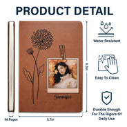 Custom Photo Birth Month Flowers Name - Gift For Yourself - Personalized Leather Journal