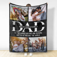 Custom Photo To Us You Are The World - Gift For Father - Personalized Fleece Blanket, Sherpa Blanket