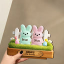 Gift For Grandma,Grandma - Grandkids,Gift For Mother,Easter,Happy - Grandma's Little Bunnies 3D Inflated Effect Printed - Personalized Custom Shaped Wooden Plaque