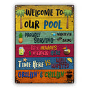 Wander Prints Gift For Pool Lovers - Welcome To Our Pool Rustic Metal Signs - Outdoor Decor, Summer, BBQ Party Gift AZCS