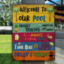 Wander Prints Gift For Pool Lovers - Welcome To Our Pool Rustic Metal Signs - Outdoor Decor, Summer, BBQ Party Gift AZCS