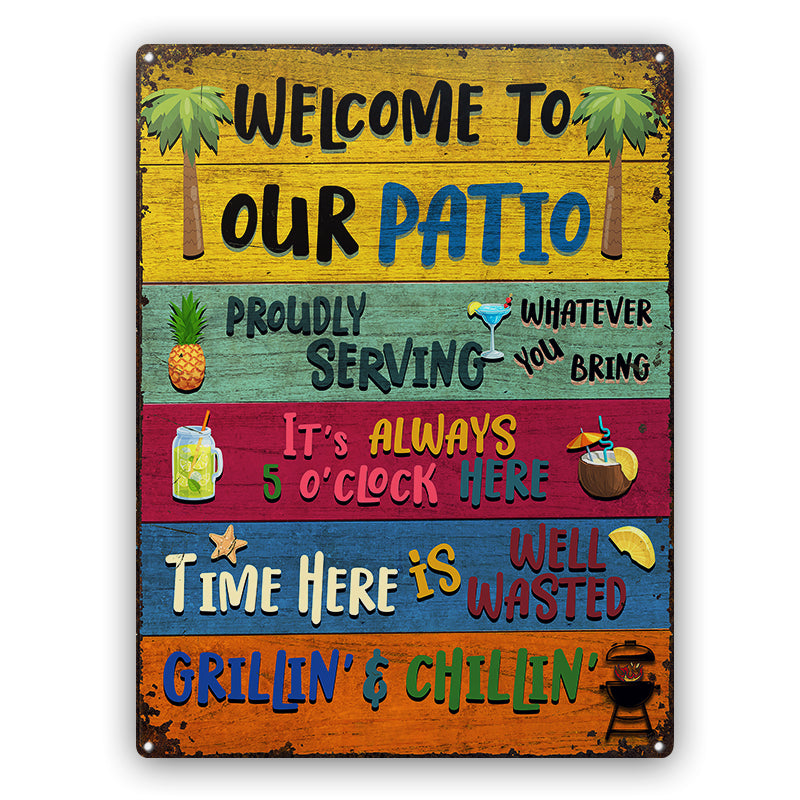 Wander Prints Gift For Patio Lovers - Welcome To Our Patio Rustic Metal Signs - Outdoor Decor, Summer, BBQ Party Gift AZCS