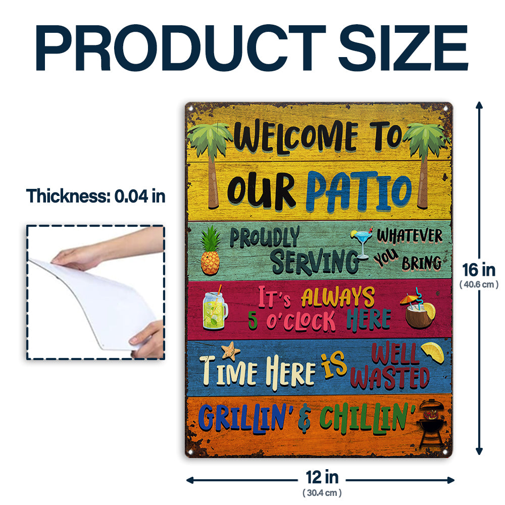 Wander Prints Gift For Patio Lovers - Welcome To Our Patio Rustic Metal Signs - Outdoor Decor, Summer, BBQ Party Gift AZCS