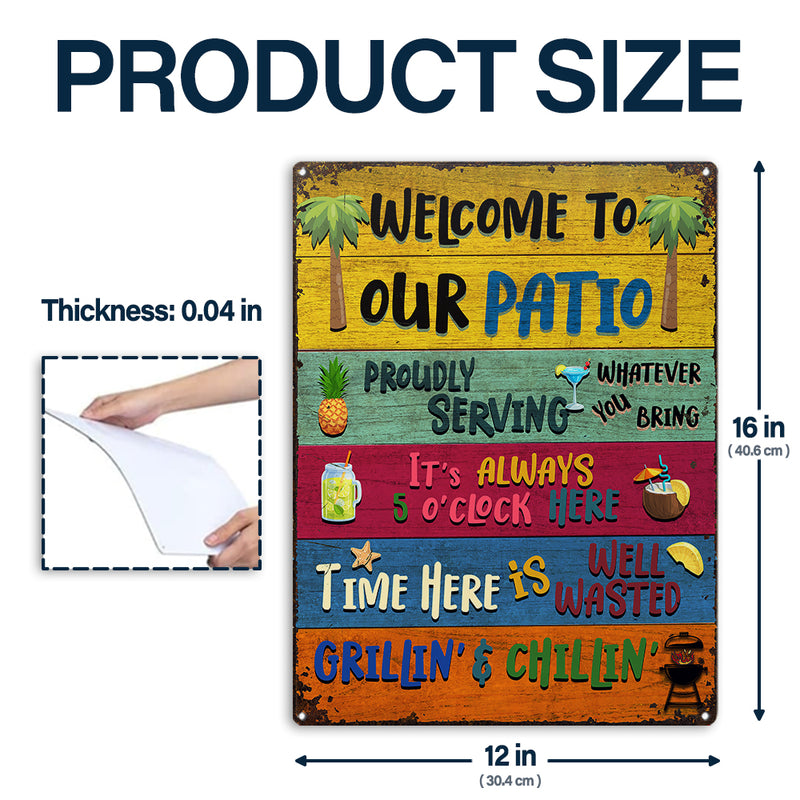 Wander Prints Gift For Patio Lovers - Welcome To Our Patio Rustic Metal Signs - Outdoor Decor, Summer, BBQ Party Gift AZCS