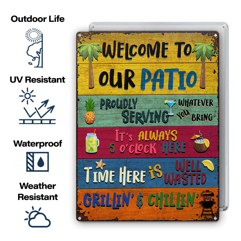 Wander Prints Gift For Patio Lovers - Welcome To Our Patio Rustic Metal Signs - Outdoor Decor, Summer, BBQ Party Gift AZCS