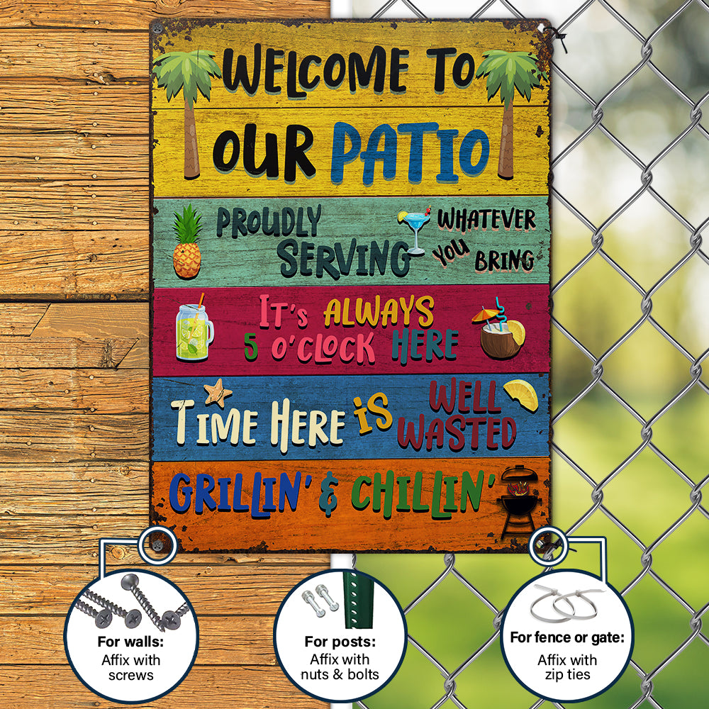 Wander Prints Gift For Patio Lovers - Welcome To Our Patio Rustic Metal Signs - Outdoor Decor, Summer, BBQ Party Gift AZCS