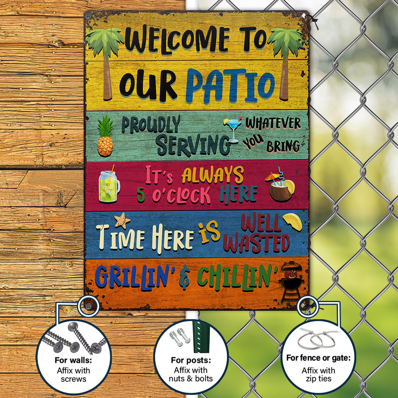 Wander Prints Gift For Patio Lovers - Welcome To Our Patio Rustic Metal Signs - Outdoor Decor, Summer, BBQ Party Gift AZCS