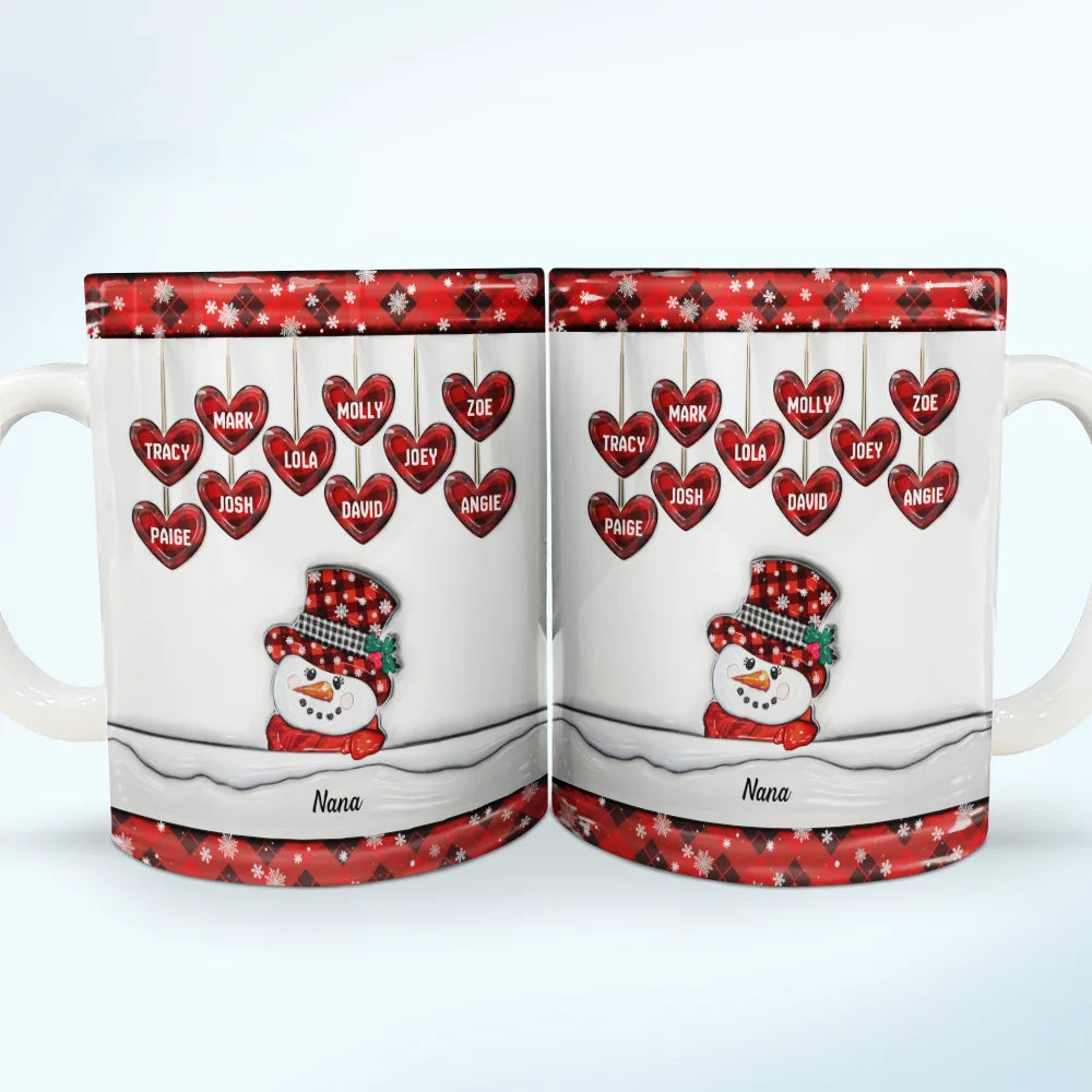 Papa Nana Snowman Christmas Grandparents - 3D Inflated Effect Printed Mug, Personalized White Edge-to-Edge Mug