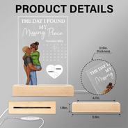 Gift For Couples, Gift For Husband, Gift For Wife, Gift For Boyfriend, Gift For Girlfriend - The Day I Found My Missing Piece Kissing Couples Calendar - Personalized 3D Led Light Wooden Base