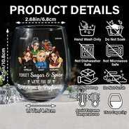 Funny,Gift For Bestie,Gift For Sisters,Gifts For Colleagues - Forget Sugar And Spice Besties Sisters - Personalized Stemless Wine Glass