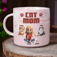 Cat Lovers,Pet Lovers,Cat Mom,Cat Dad - A Bond That Can't Be Broken Cat Mom Cat Dad - Personalized Marble Mug