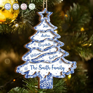 Christmas,Family,Parents,Happy,Gift For Grandparents,Gift For Sibling - Christmas Tree Family Sibling Bestie Toile - Personalized 2-Layered Wooden Ornament