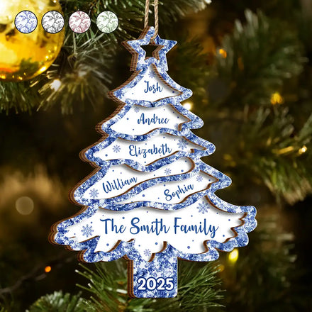 Christmas Tree Family Sibling Bestie Toile - Personalized 2-Layered Wooden Ornament
