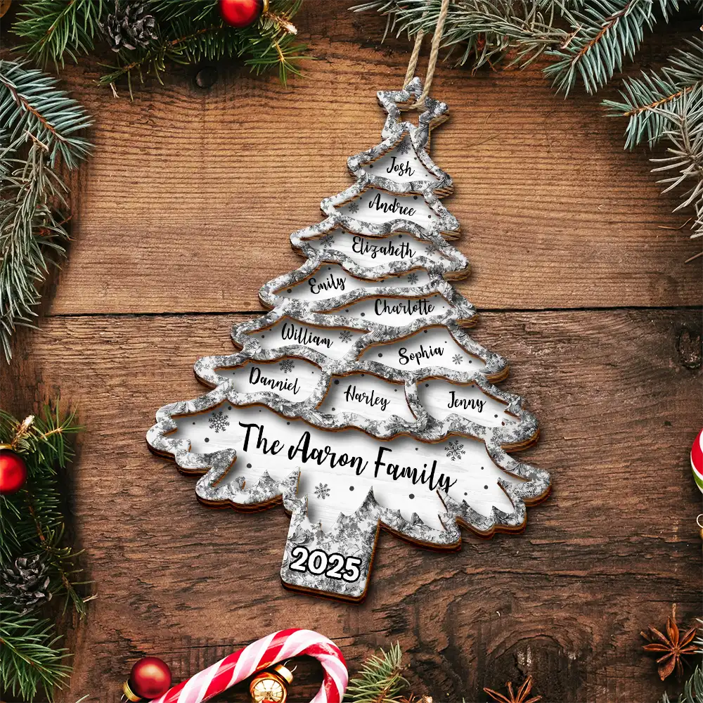 Christmas,Family,Parents,Happy,Gift For Grandparents,Gift For Sibling - Christmas Tree Family Sibling Bestie Toile - Personalized 2-Layered Wooden Ornament