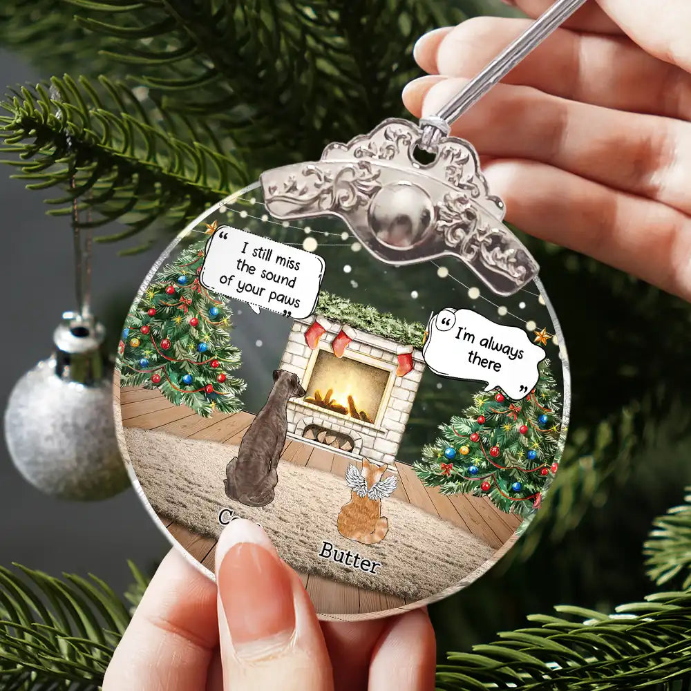 Sad,Memorial,Dog Lovers,Pet Lovers,Cat Lovers,Christmas - They Still Talk About You Memorial Dog Cat - Personalized Glass Ornament With Silver Cap