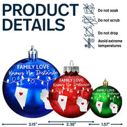 Family, Long Distance, Gift For Sibling, Gift For Sisters, Gift For Brothers, Love, Christmas - Family Love Knows No Distance - Personalized Ball Ornament