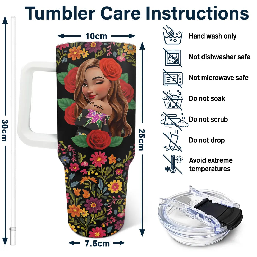 Gift For Bestie,Gift For Sisters,Gift For Yourself,Gift For Women,Happy,Hispanic - Always Chingona Sometimes Cabrona But Never Pendeja Hispanic - Personalized 40oz Tumbler With Straw 