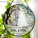 Love,Anniversary,Wedding Anniversary,Gift For Couples,Engaged,Married  - The Date We Became Mr & Mrs Wedding Couple - Personalized Stained Glass Window Hanging Suncatcher