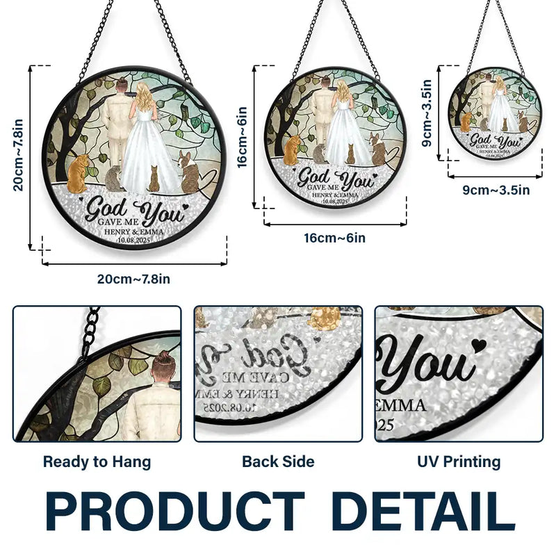 Love,Anniversary,Wedding Anniversary,Gift For Couples,Engaged,Married  - The Date We Became Mr & Mrs Wedding Couple - Personalized Stained Glass Window Hanging Suncatcher