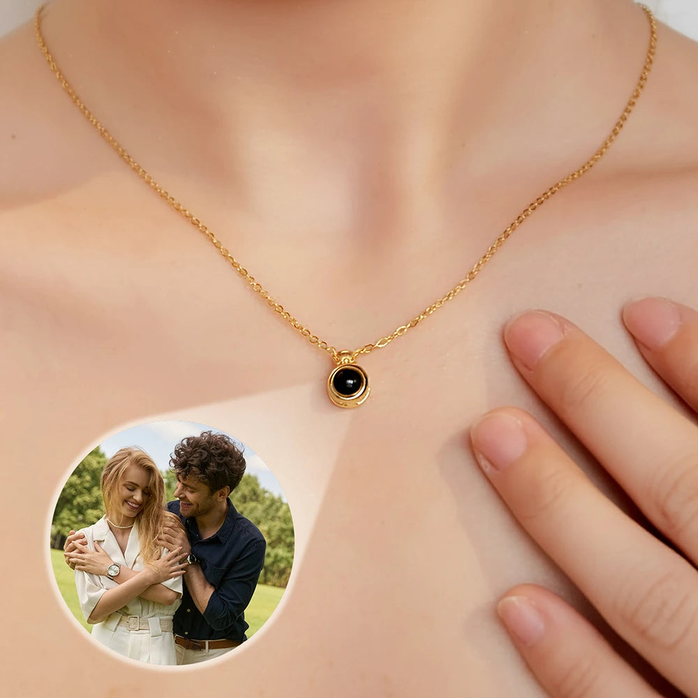 Custom Photo You & Me We Got This Couple - Personalized Bubble Projection Necklace