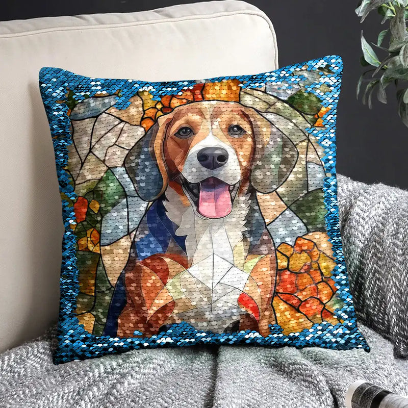 Gift For Couples,Happy,Family,Pet Lovers,Gift For Bestie,Gift For Grandparents,Parents,Gift For Grandma,Gift For Mother - Custom Photo Glass Portrait Mom Grandma Parents Family - Personalized Sequin Pillow, Mermaid Sequin Cushion Magic Reversible Throw Pillow