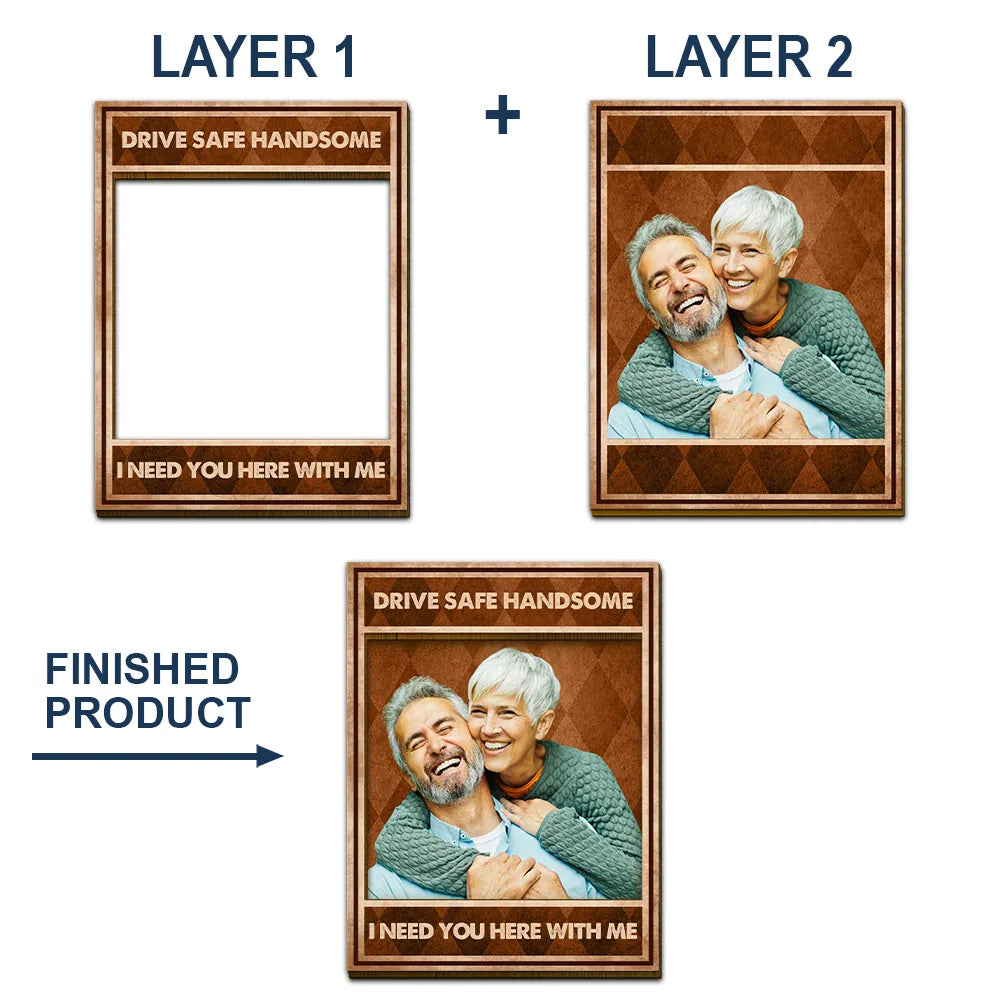 Gift For Couples,Gift For Wife,Gift For Girlfriend,Gift For Husband,Love - Custom Photo Drive Safe I Love You Vintage Couple - Personalized Custom Shaped Car Visor Clip