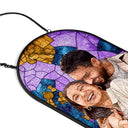 Gift For Wife,Gift For Mother,Gift For Grandma,Happy,Gift For Grandparents,Grandma - Grandkids - Custom Photo Stained Glass Portrait Mom Grandma Parents Family - Personalized Rounded Rectangle Stained Glass Suncatcher