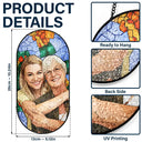 Gift For Wife,Gift For Mother,Gift For Grandma,Happy,Gift For Grandparents,Grandma - Grandkids - Custom Photo Stained Glass Portrait Mom Grandma Parents Family - Personalized Rounded Rectangle Stained Glass Suncatcher