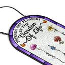 Happy,Gift For Bestie,Old Best friends,Gift For Sisters - Birth Flower Grow An Old Friend - Personalized Rounded Rectangle Stained Glass Suncatcher