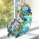 Gift For Wife,Gift For Yourself,Gift For Women,Parents,Gift For Mother,Gift For Grandma,Gift For Grandparents,French,Non-Eng,Icon,Grateful - Tortue De Mer D’abord Maman Maintenant Mamie - Attrape-Soleil À Suspendre Personnalisé