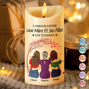Gift For Women,Gift For Yourself,Parents,Gift For Mother,Mom - Daughters (Adult),Gift For Daughter,French,Non-Eng,Vector,Sentimental - L’amour Mère-Fille Est Éternel - Bougie LED Sans Flamme Personnalisée