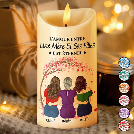 L’amour Mère-Fille Est Éternel - Bougie LED Sans Flamme Personnalisée