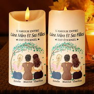 Gift For Women,Gift For Yourself,Parents,Gift For Mother,Mom - Daughters (Adult),Gift For Daughter,French,Non-Eng,Vector,Sentimental - L’amour Mère-Fille Est Éternel - Bougie LED Sans Flamme Personnalisée