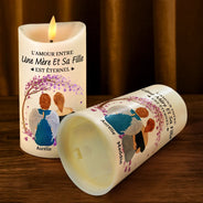 Gift For Women,Gift For Yourself,Parents,Gift For Mother,Mom - Daughters (Adult),Gift For Daughter,French,Non-Eng,Vector,Sentimental - L’amour Mère-Fille Est Éternel - Bougie LED Sans Flamme Personnalisée