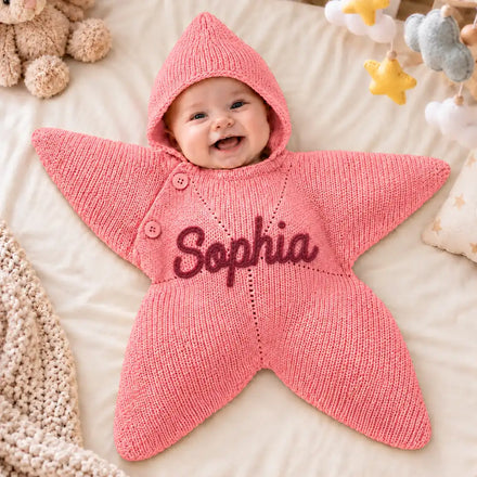 Baby's First Christmas, Baby Shower Gift For Newborn, New Parents - Personalized Embroidery Letter Baby Star Suit