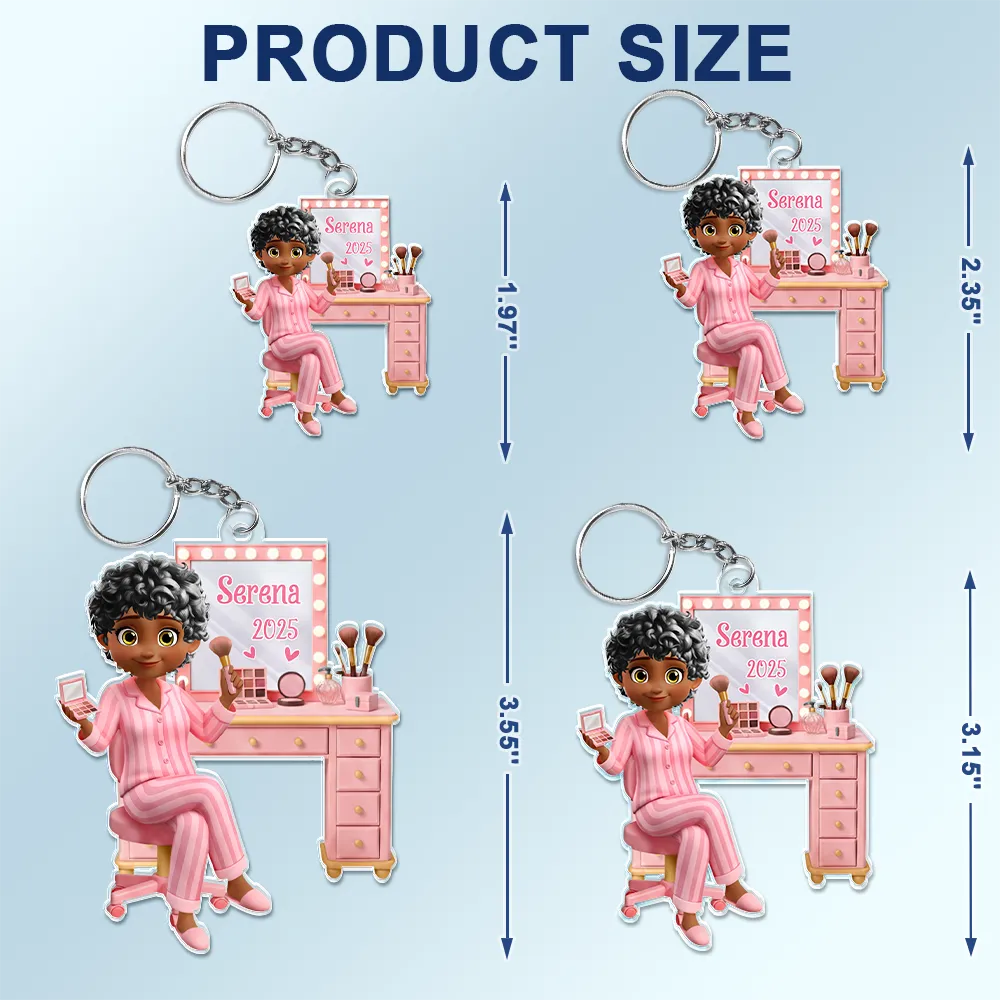 Gift For Women,Happy - Makeup Girl Beauty 3D Effect - Personalized Acrylic Keychain