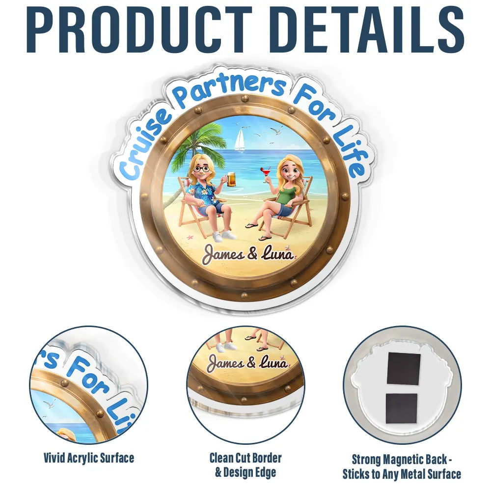 Summer, Gift For Couples, Cruising, Romantic, Vector - Making Memories Cruise At A Time - Personalized Acrylic Magnet