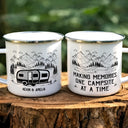 Gift For Couples,Old Couples,Gift For Husband,Gift For Wife,Gift For Boyfriend,Gift For Girlfriend,Happy - Making Memories One Campsite At A Time - Personalized Enamel Mug