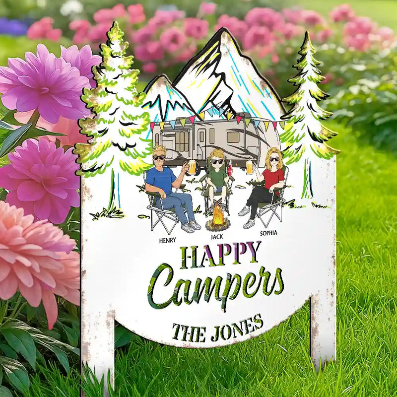 Camping, Campsite, Family - Making Memories One Campsite At A Time - Personalized Metal Garden Stake