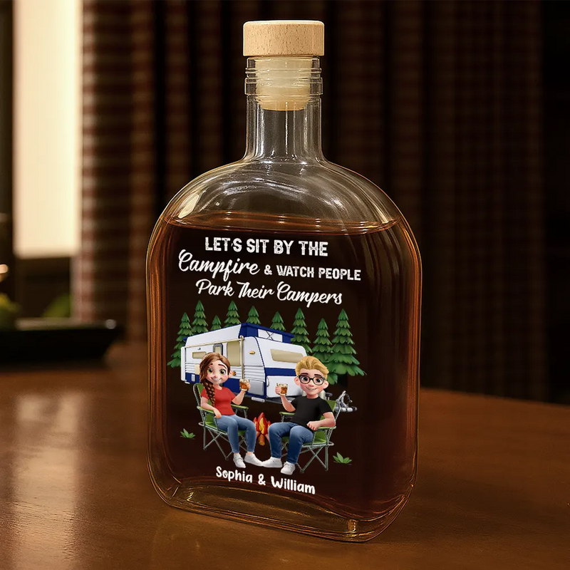 Camping,Campsite,Gift For Couples,Happy,Gift For Husband,Gift For Girlfriend,Gift For Boyfriend,Gift For Wife - Making Memories One Campsite At A Time - Personalized Whiskey Bottle