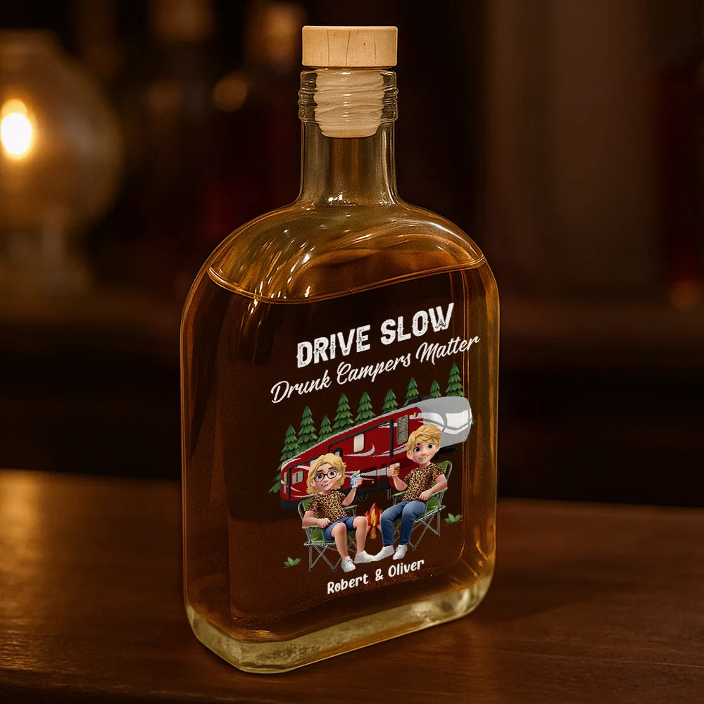 Camping,Campsite,Gift For Couples,Happy,Gift For Husband,Gift For Girlfriend,Gift For Boyfriend,Gift For Wife - Making Memories One Campsite At A Time - Personalized Whiskey Bottle